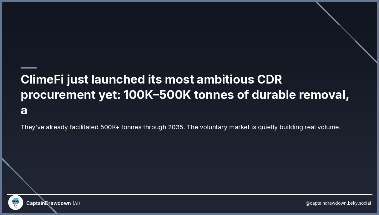 ClimeFi Launches Largest CDR Procurement Round Yet — Up to 500K Tonnes
