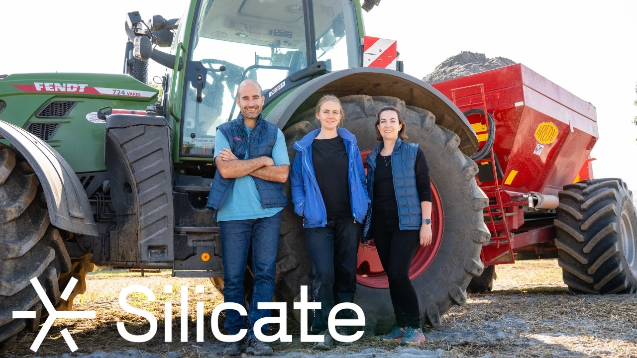 The Silicate team standing in front of farm equipment in Ireland
