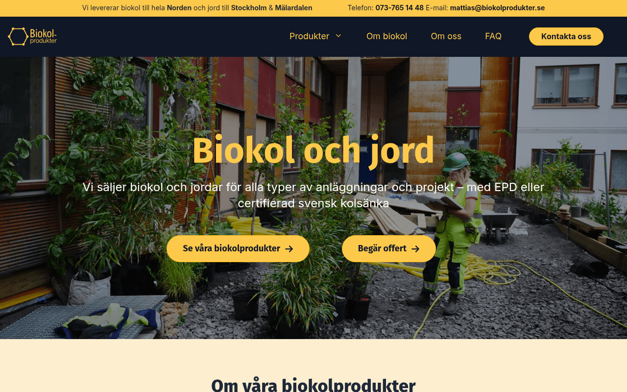 Biokolprodukter website